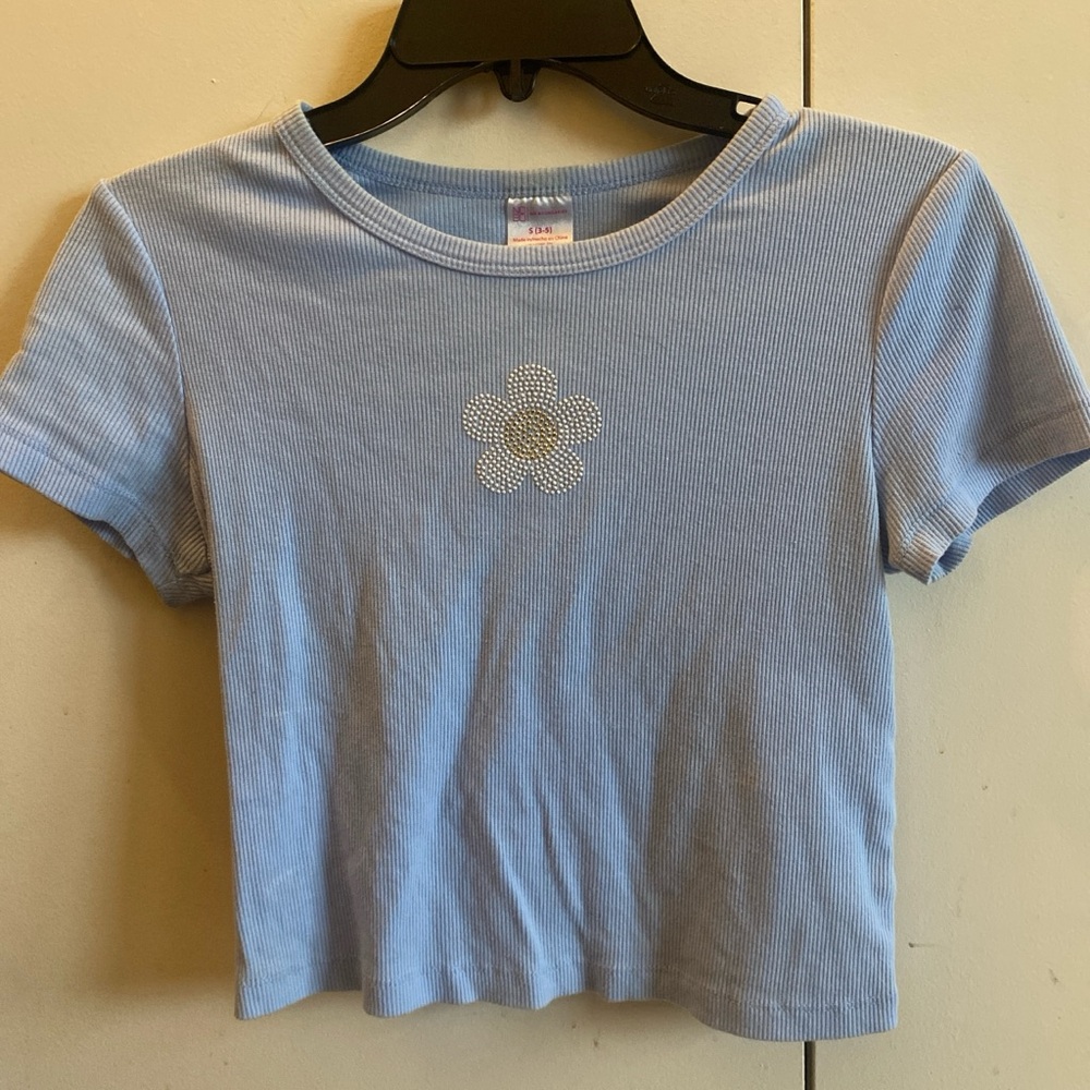 Blue Flower Crop Top